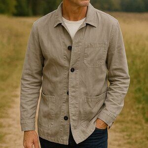 LBM 1911 Luigi Bianchi Mantova Cotton Linen Overshirt Jacket Gray Khaki 40 NWT